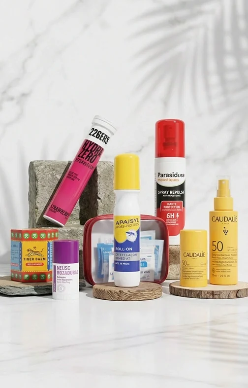 Kit imprescindibles de senderisme: farmaciola, solar, repel·lent, calmant de picades, bàlsam, sals i stick