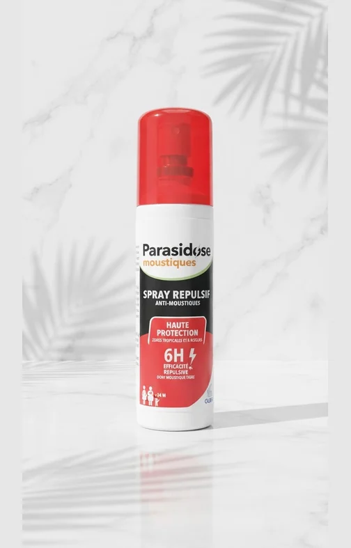 Esprai repel·lent Parasidose Moustiques amb icaridina al 20% contra mosquits, en format de motxilla